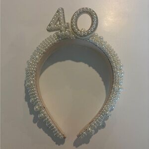 White Pearl 40th Birthday Headband